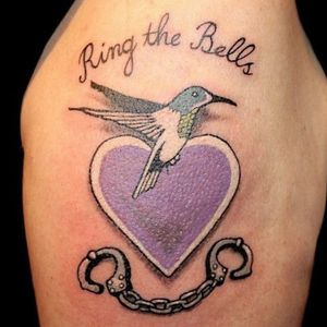 The cover art for Leonard Cohen's famous album The Future in the form of a tattoo. #death #heart #hummingbird #LeonardCohen #legacy #musician #remembrance #poet #tributetattoos