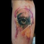 Abstract watercolor eye tattoo by Nancy Tattooer. #watercolor #NancyTattooer #eye #abstract #splatter