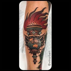 Torch Tattoo by W.T. Norbert #neotraditional #traditional #bold #WTNorbert
