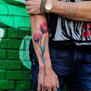 Hermoso tatuaje de Joice Wang #JoiceWang #watercolor #graphic #nature #flower