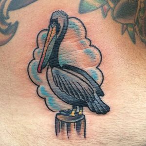 Pelican tattoo by Isaac Combs #Pelican #bird #IsaacCombs