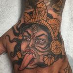 An ominous hand tattoo by Austin Huffman. (Via IG - austin_huffman_tattoo) #Kali #AmericanGods