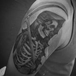 Blackwork Reaper Tattoo by Tyler Whitlock #BlackworkReaper #ReaperTattoo #GrimReaperTattoo #Gimreaper #Blackwork #BlackworkGrimReaper #Death #DeathTattoos #TylerWhitlock