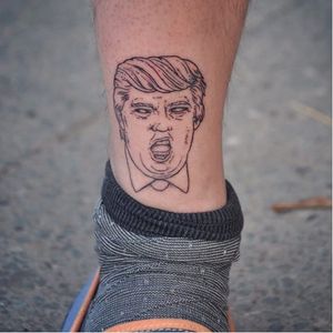 Linework Donald Trump portrait tattoo by eightfingersleft via Instagram. #linework #donaldtrump #election2016 #2016