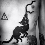 Black cat tattoo by Matteo Al Denti #MatteoAlDenti #blackwork #blackcat #cat