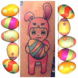 Easter Bunny Kewpie Doll Tattoo by Cass Bramley #kewpiedoll #kewpie #CassBramley #Easter #EasterBunny #bunny #rabbit