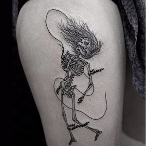 Skeleton tattoo by LuCi #LuCi #engraving #blackwork #monochrome #monochromatic #skeleton