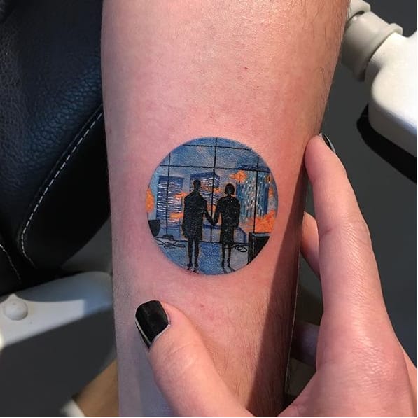 Tattoo uploaded by Xavier • Fight Club tattoo by Eva Krbdk. #EvaKrbdk #Eva  #Turkish #circle #miniature #mini #scenery #scene #fightclub #movie •  Tattoodo