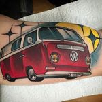 Cool Van Tattoo by Eric Moreno @ericmoren0 #EricMoreno #Neotraditional #Neotraditionaltattoo #LaMujerBarbuda #Madrid #Van #volkswagen
