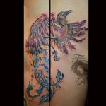 Watercolor phoenix tattoo by Nancy Tattooer. #watercolor #NancyTattooer #bird #phoenix #splatter