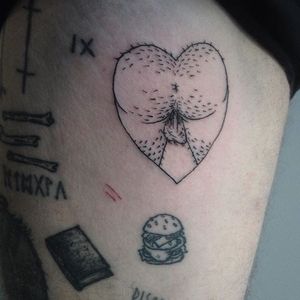 NSFW tattoo by Adam Traves. #AdamTraves #butt #nsfw #linework #queer #lgbt