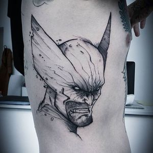 Wolverine Tattoo by Jean Carcass #wolverine #wolverinetattoo #illustrative #illustrativetattoo #blackworkillustrative #blackwork #blackworktattoo #graphictattoo #graphic #graphicblackwork #blackworkartists #graphicartist #JeanCarcass