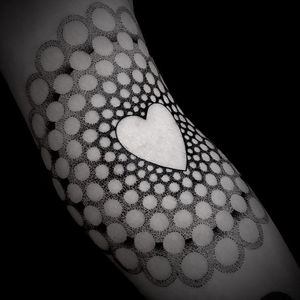 Dotwork heart by Noksi #Noksi #dotwork #heart #geometric #tattoooftheday