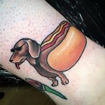Hot dog! (via IG—benlabrumtattoo) #hotdog #hotdogs #hotdogtattoo
