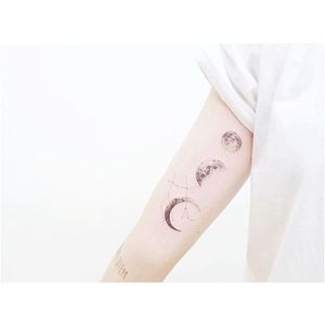 Planetary by Banul (via IG-tattooist_banul) #grey #constellation #moon #space #delicate #tiny #Banul