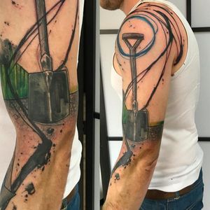 Watercolor abstract spade and shapes tattoo #watercolor #spade #abstract #shapes #EmrahdeLausbub