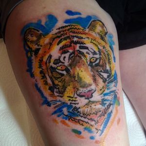 Watercolour tiger tattoo by Katriona MacIntosh #KatrionaMacIntosh #tiger #watercolour #watercolor