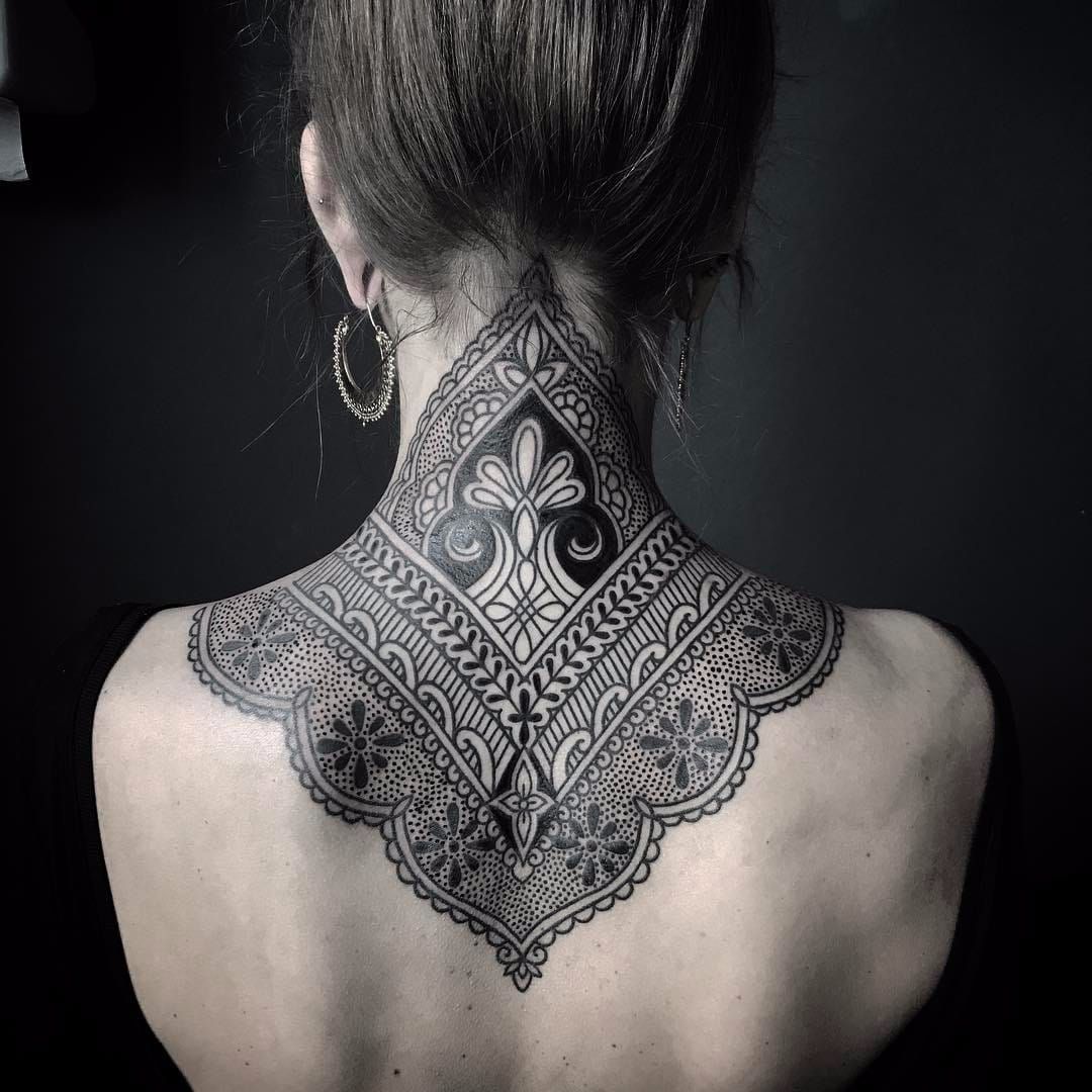 63 Attractive Mandala Neck Tattoos