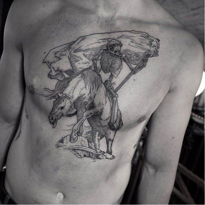 grim reaper on horse tattoo designs