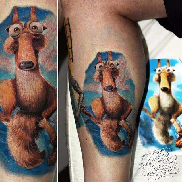Tattoo uploaded by Xavier  Ice Age tattoo by Christian Bjerring squirrel  movie iceage animation prehistoric  Tattoodo