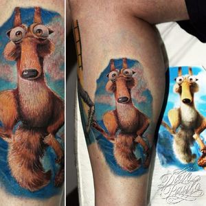 Ice Age tattoo by Dave Paulo. #colorrealism #movie #iceage #animation #prehistoric