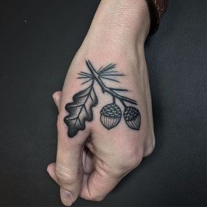 Acorn Tattoo by Justin Olivier #acorn #plant #tree #JustinOliver