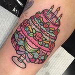Birthday Cake by Shell Valentine (via IG-shell_valentine_tattoo) #kawaii #girly #colorful #traditional #food #ShellValentine