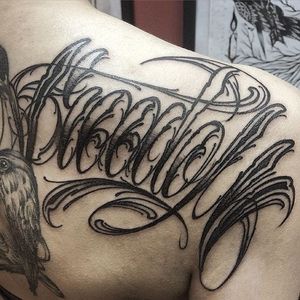 Lettering Tattoo by Stanislav Gromov #lettering #customlettering #blackwork #StanislavGromov