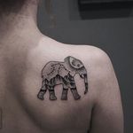 Blackwork elephant constellation tattoo by Dima Egorov. #star #stars #constellation #blackwork #elephant #dotwork