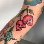 Skull cherry tattoo by Reno Tattoo. #cherry #fruit #sweet #skull #skull #skullcherry #renotattoo