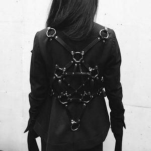 Pentagram Harness by Zana Bayne (via IG-mako_addictnoir) #harness #bdsm #leather #pentagram #fashion #zanabayne