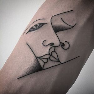 Linework Faces Tattoo by Caleb Kilby @CalebKilby #CalebKilby #CalebKilbyTattoo #Blackwork #Minimalist #Linework #Black #TwoSnakesTattoo #London #Faces
