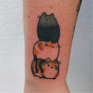 Pusheen tattoo by Jessica Friskney. #trio #pusheen #kawaii #cat #cute #neko #catlover