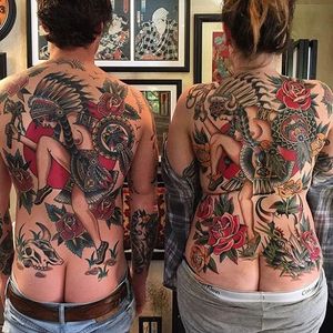 Native American Inspired Back Pieces by Gordon Combs (via IG-gordoncombs) #traditional #largescale #gordoncombs #color #oldschool #bold