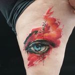 Illustrative watercolor eye tattoo by Smel Wink. #watercolor #SmelWink #sketchy #illustrative #eye #eyeball