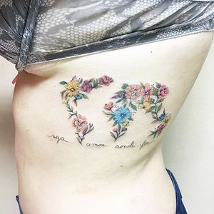 Floral world map tattoo by Luiza Oliveira. #LuizaOliveira #fineline #floral #feminine #worldmap #map #botanical