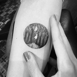 Magical moonlight tattoo by Eva #Miniature #mini #scenery #eva #moon #woods