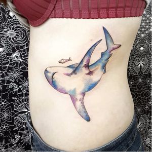 Shark tattoo by Pablo Diaz Gordoa #PabloDiazGordoa #contemporary #watercolor #shark