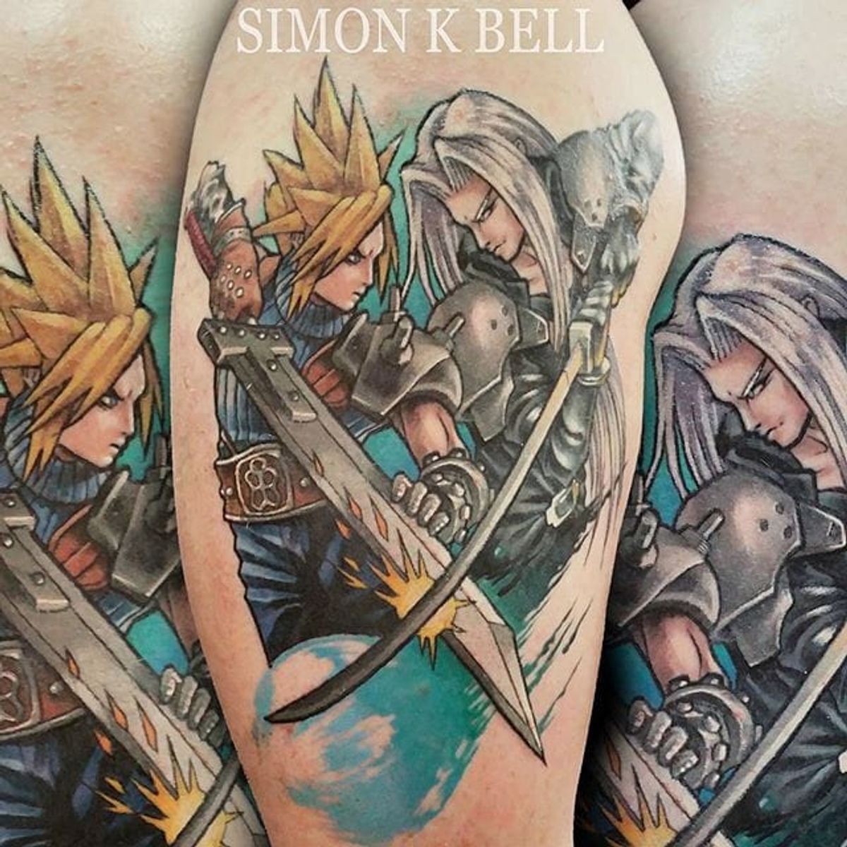 Tattoo uploaded by Xavier • Sephiroth vs Cloud Strife tattoo by Simon K