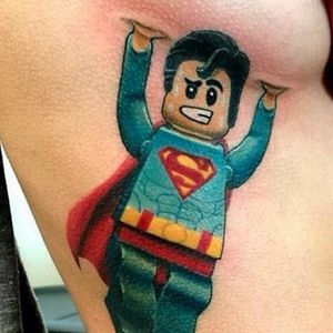 Hilarious Superman sideboob tattoo, artist unknown. #superman #lego #funny #sideboobtattoo