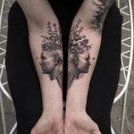Symmetrical pieces by Oscar Åkermo #OscarAkermo #blackandgrey #surrealistic #portrait #flower #symmetrical #tattoooftheday