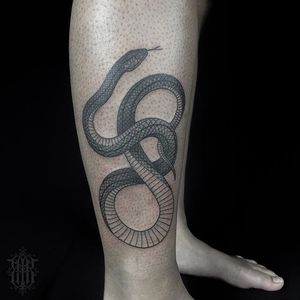 Snake tattoo by Abby Drielsma. #AbbyDrielsma #blackwork #blckwrk #btattooing #dotshading #snake