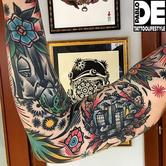 Tattoo Uploaded By Robert Davies • Inner Sleeve Tattoo By Pablo De # Traditional #Traditionaltattoo #Traditionaltattoos #Oldschool  #Italiantattoos #Traditionalsleeve #Pablode • Tattoodo