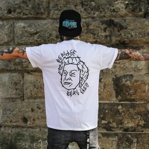 Mike Love's Fight The Powers t-shirt in white #MikeLove #queen #handpoke #inkluded #anarchy