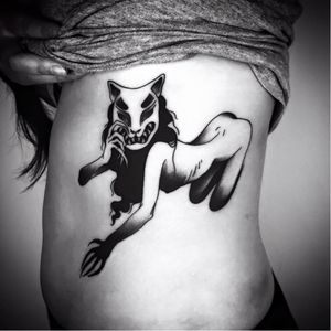 Catwoman tattoo by Matteo Al Denti #MatteoAlDenti #blackwork #cat #catwoman