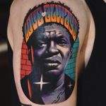 Charles Bradley tattoo by David Cote #DavidCote #musictattoos #color #newtraditional #surreal #portrait #realistic #stars #CharlesBradley #music #singer #love #tattoooftheday