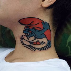 Smurf double image illusion tattoo by Woohyun Heo. #doubleimage #doubleface #double #woo #wootattooer #woohyunheo #southkorea #southkorean #smurf