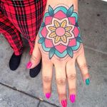 Mandala tattoo by Alex Strangler. #AlexStrangler #mandala #handjammer #color #girly #cute