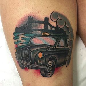 Vintage Taxi Tattoo by Marco Condor @Marcocondor_ #MarcoCondor #MarcoCondorTattoo #Vintage #Neotraditional #NeotraditionalTattoo #Padova #Italy #Taxi