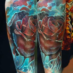 Rose Tattoo by Domantas Parvainis #ColorRealism #Portrait #Realism #AmazingTattoos #DomantasParvainis